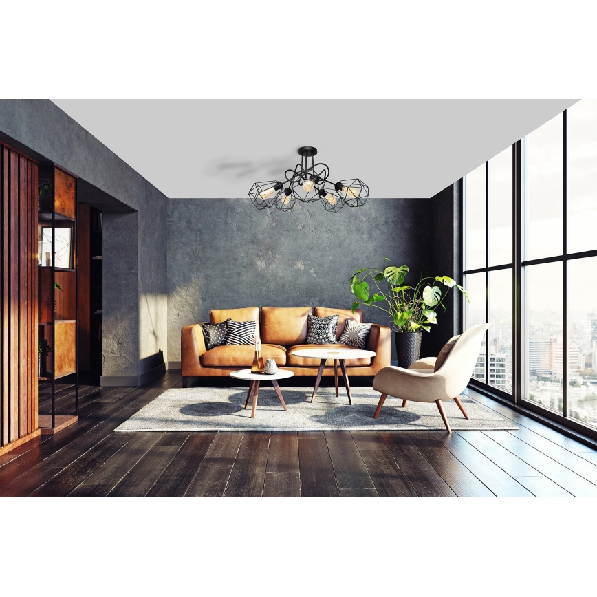 Candelabro montado à superfície KARO 5xE27/15W/230V preto