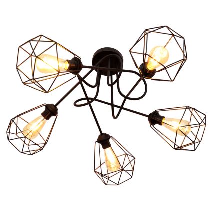 Candelabro montado à superfície KARO 5xE27/15W/230V preto