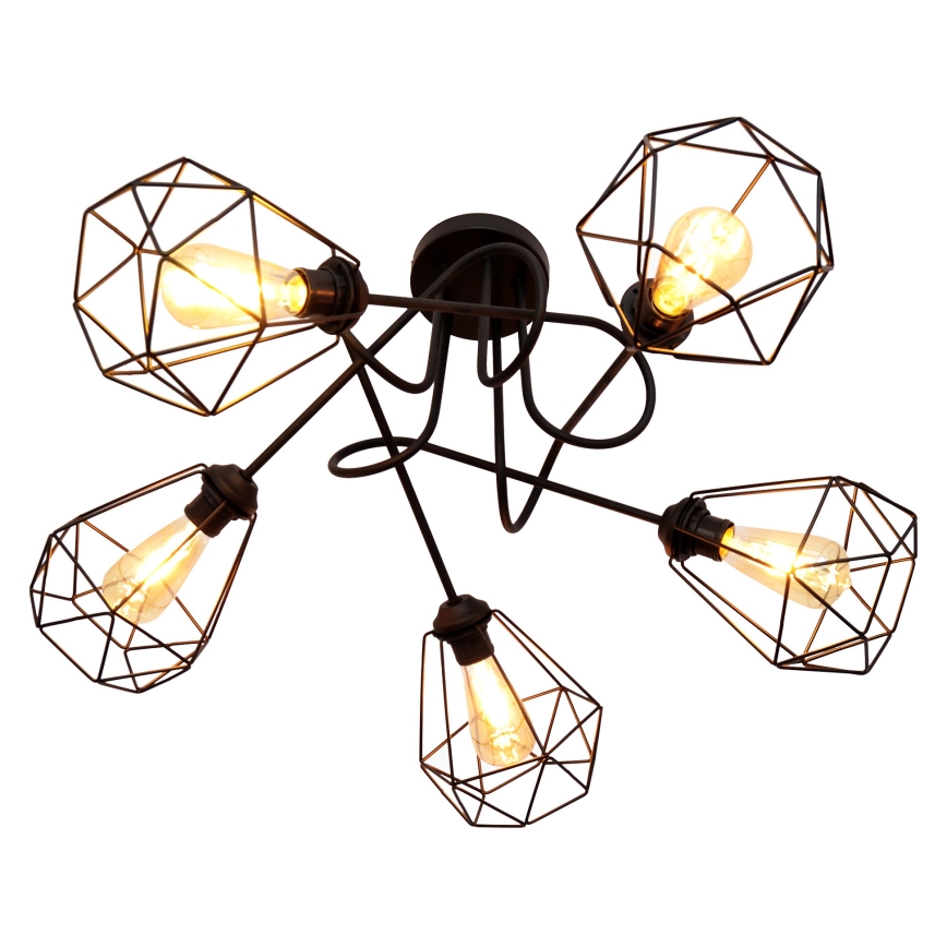 Candelabro montado à superfície KARO 5xE27/15W/230V preto