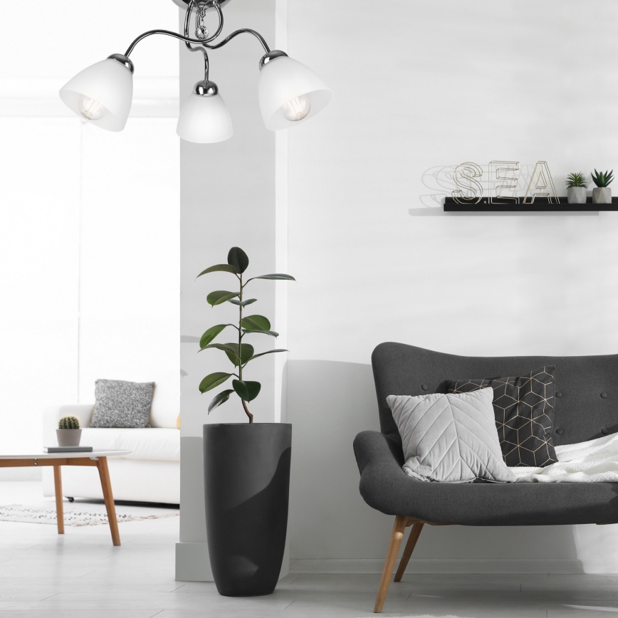 Candelabro montado à superfície MIRANDA 3xE27/60W/230V cromado brilhante