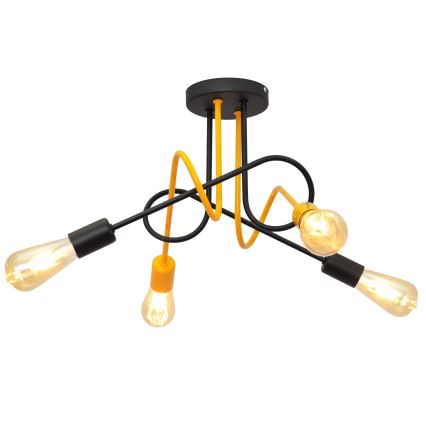 Candelabro montado à superfície OXFORD 4xE27/15W/230V preto/amarelo