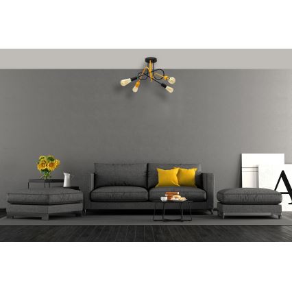 Candelabro montado à superfície OXFORD 4xE27/15W/230V preto/amarelo