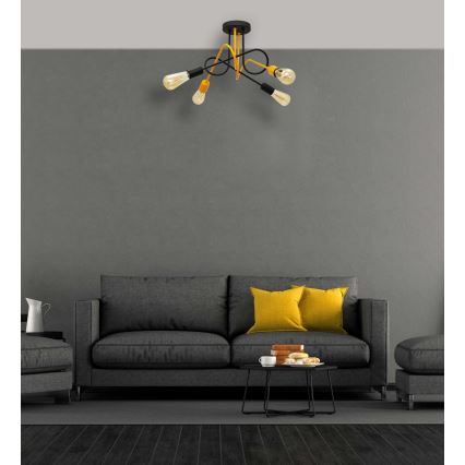 Candelabro montado à superfície OXFORD 4xE27/15W/230V preto/amarelo