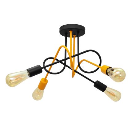 Candelabro montado à superfície OXFORD 4xE27/15W/230V preto/amarelo