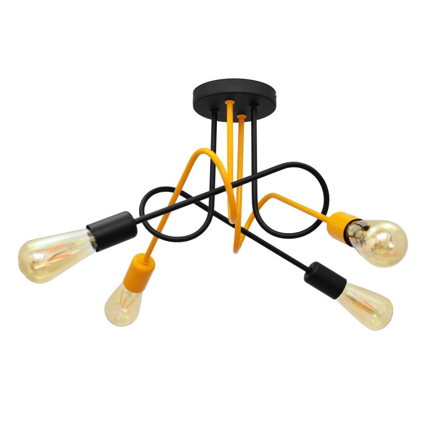 Candelabro montado à superfície OXFORD 4xE27/15W/230V preto/amarelo