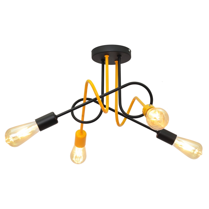 Candelabro montado à superfície OXFORD 4xE27/15W/230V preto/amarelo