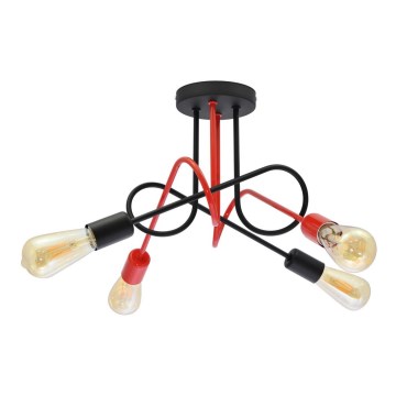 Candelabro montado à superfície OXFORD 4xE27/15W/230V preto/vermelho