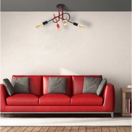 Candelabro montado à superfície OXFORD 4xE27/15W/230V preto/vermelho