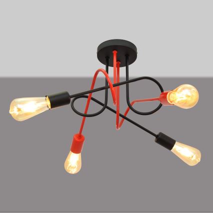Candelabro montado à superfície OXFORD 4xE27/15W/230V preto/vermelho