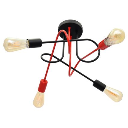 Candelabro montado à superfície OXFORD 4xE27/15W/230V preto/vermelho
