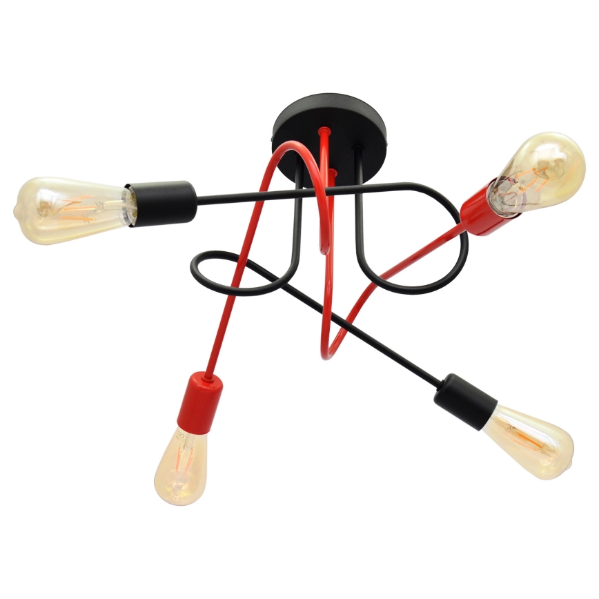 Candelabro montado à superfície OXFORD 4xE27/15W/230V preto/vermelho