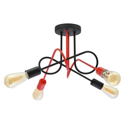 Candelabro montado à superfície OXFORD 4xE27/15W/230V preto/vermelho