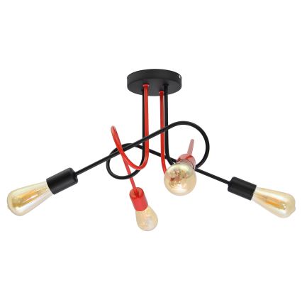 Candelabro montado à superfície OXFORD 4xE27/15W/230V preto/vermelho