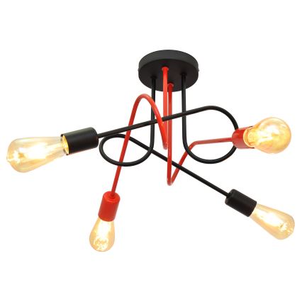 Candelabro montado à superfície OXFORD 4xE27/15W/230V preto/vermelho