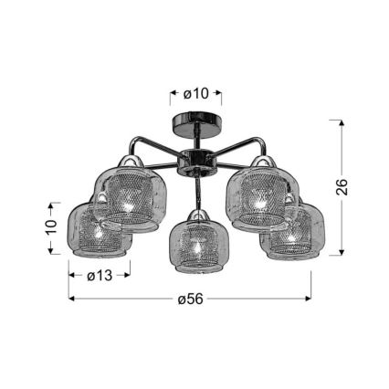 Candelabro montado à superfície RAY 5xE14/40W/230V