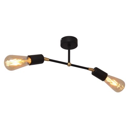 Candelabro montado à superfície ROSETTE 2xE27/15W/230V preto/dourado