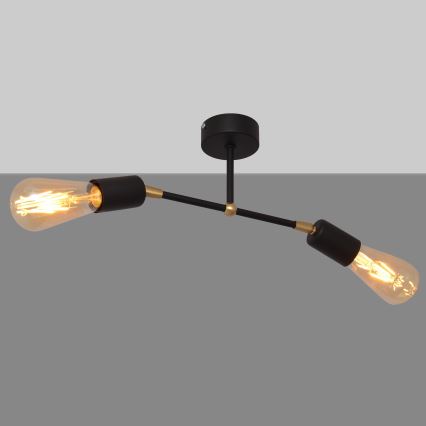 Candelabro montado à superfície ROSETTE 2xE27/15W/230V preto/dourado