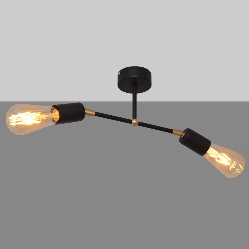 Candelabro montado à superfície ROSETTE 2xE27/15W/230V preto/dourado