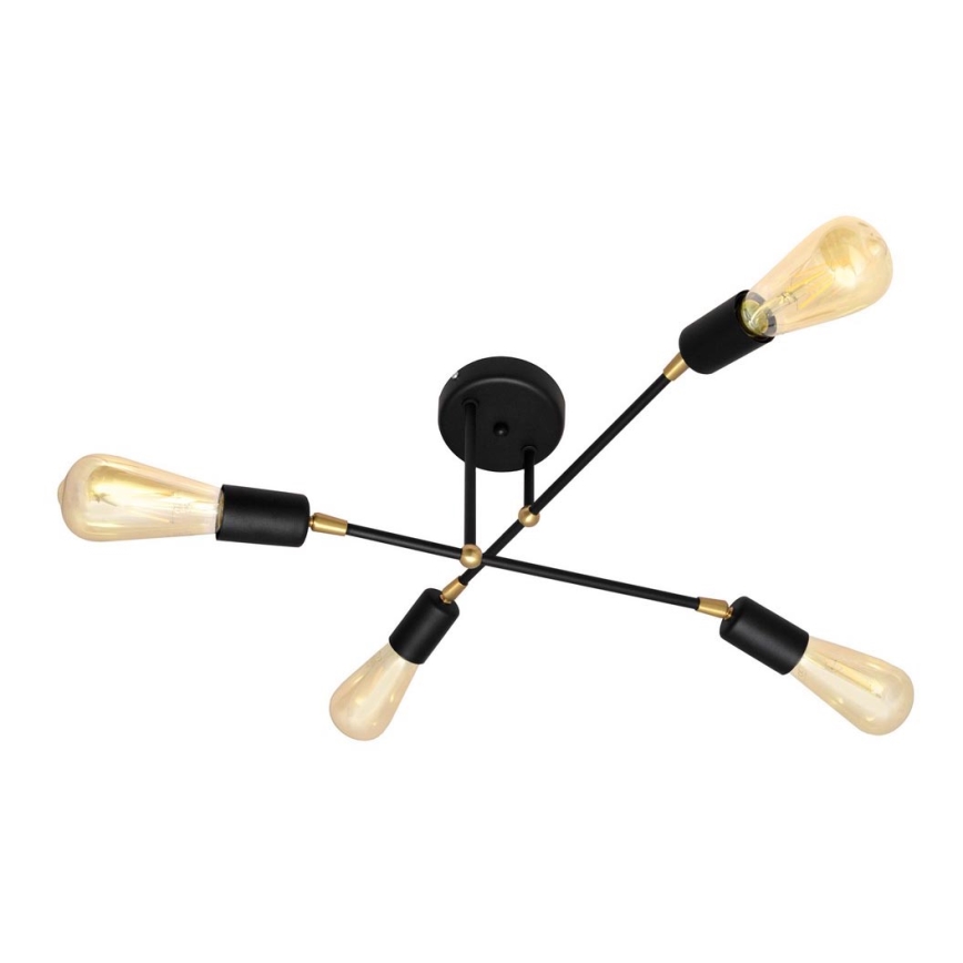Candelabro montado à superfície ROSETTE 4xE27/15W/230V preto/dourado
