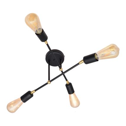 Candelabro montado à superfície ROSETTE 4xE27/15W/230V preto/dourado