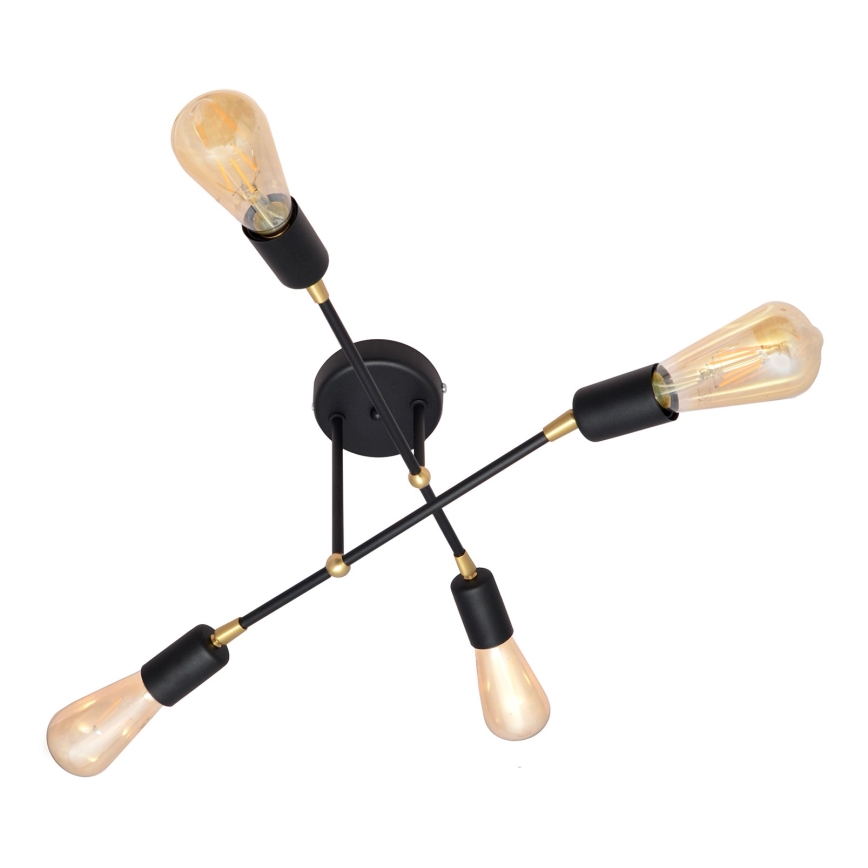Candelabro montado à superfície ROSETTE 4xE27/15W/230V preto/dourado