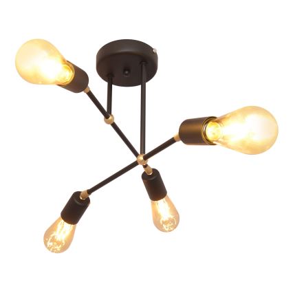 Candelabro montado à superfície ROSETTE 4xE27/15W/230V preto/dourado