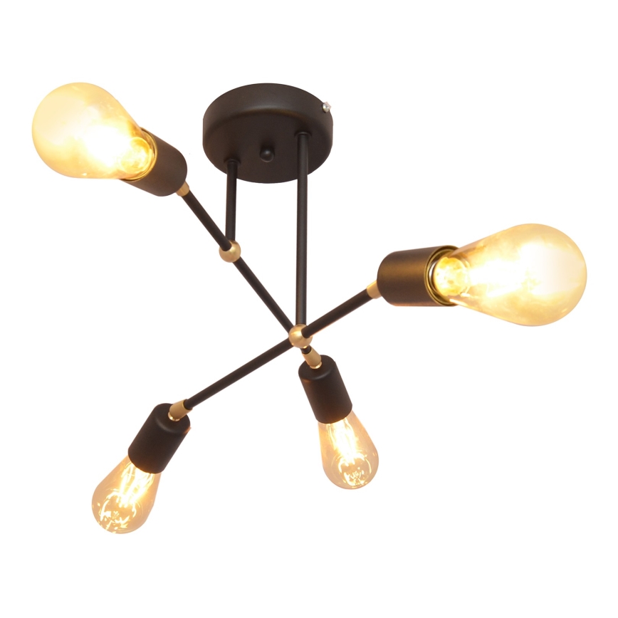 Candelabro montado à superfície ROSETTE 4xE27/15W/230V preto/dourado