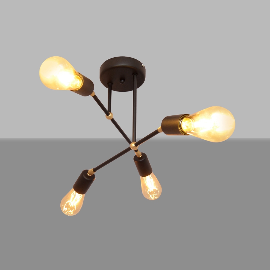 Candelabro montado à superfície ROSETTE 4xE27/15W/230V preto/dourado