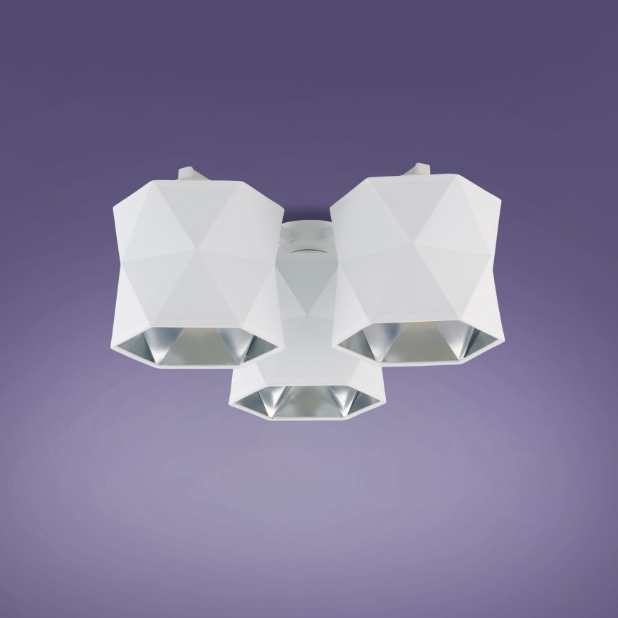 Candelabro montado à superfície SIRO 3xE27/15W/230V branco/prateado