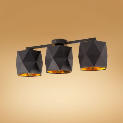 Candelabro montado à superfície SIRO 3xE27/15W/230V preto/dourado