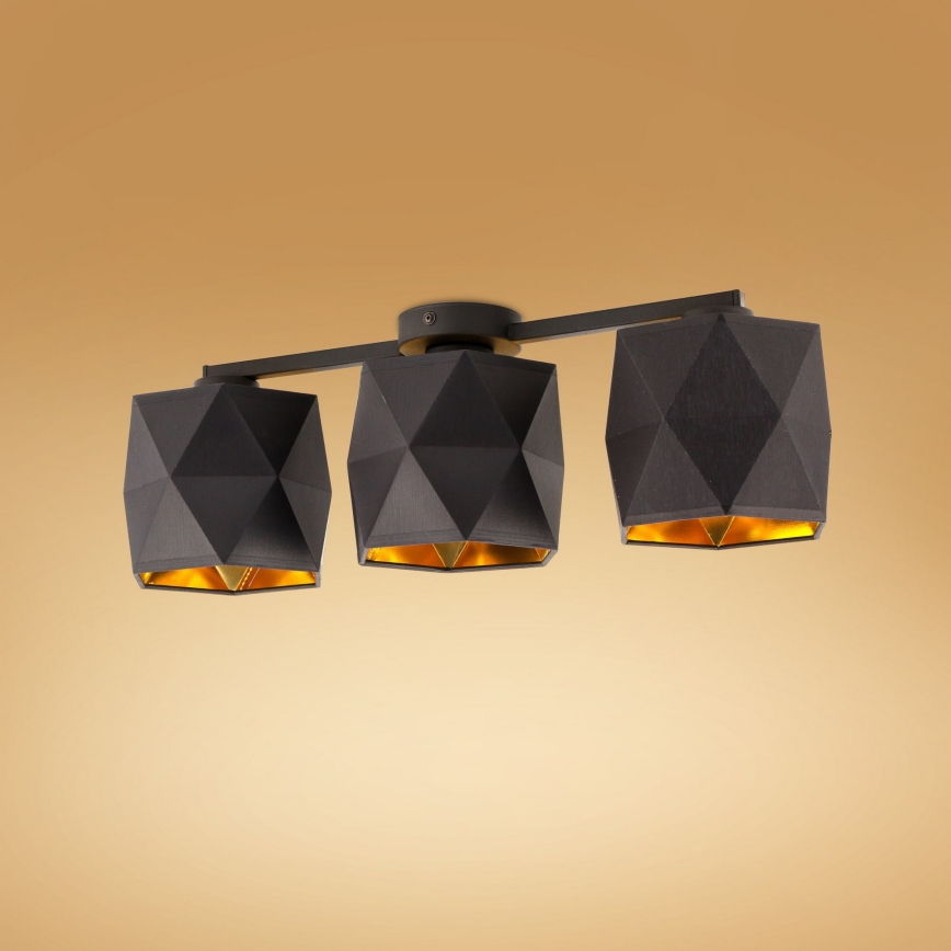 Candelabro montado à superfície SIRO 3xE27/15W/230V preto/dourado