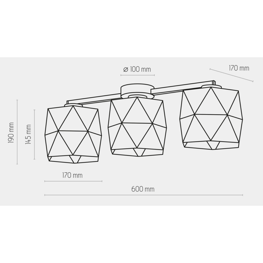 Candelabro montado à superfície SIRO 3xE27/15W/230V preto/dourado