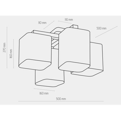 Candelabro montado à superfície TORA 4xE27/15W/230V branco