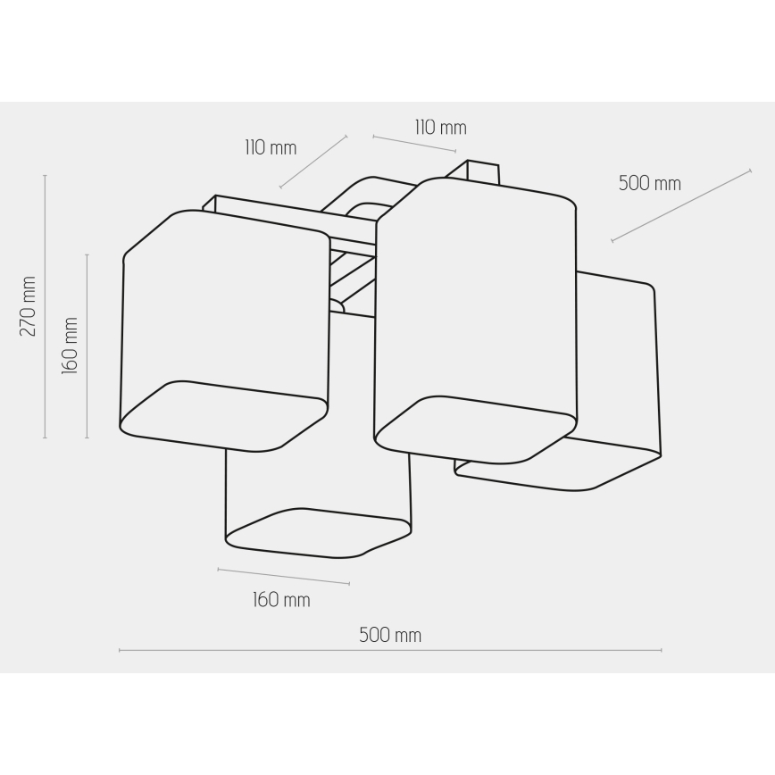 Candelabro montado à superfície TORA 4xE27/15W/230V branco
