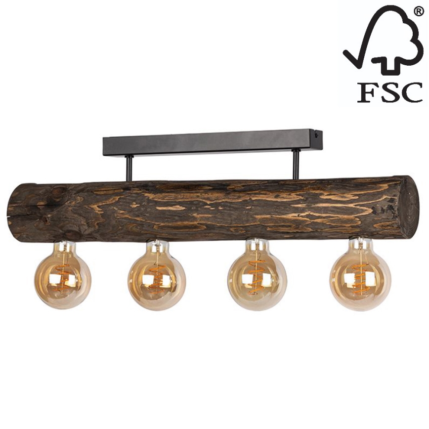 Candelabro montado à superfície TRABO 4xE27/60W/230V pinho - certificado por FSC