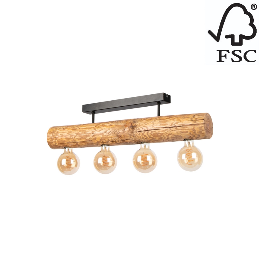 Candelabro montado à superfície TRABO 4xE27/60W/230V pinho - certificado por FSC