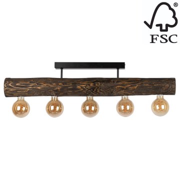 Candelabro montado à superfície TRABO 5xE27/60W/230V pinho - certificado por FSC