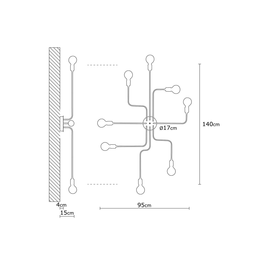 Candelabro montado à superfície TRUVA 8xE27/40W/230V