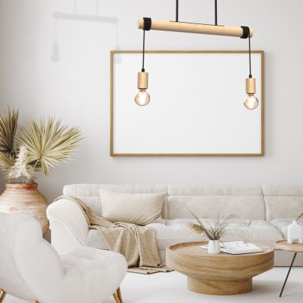 Candelabro montado à superfície VIGA 2xE27/60W/230V madeira