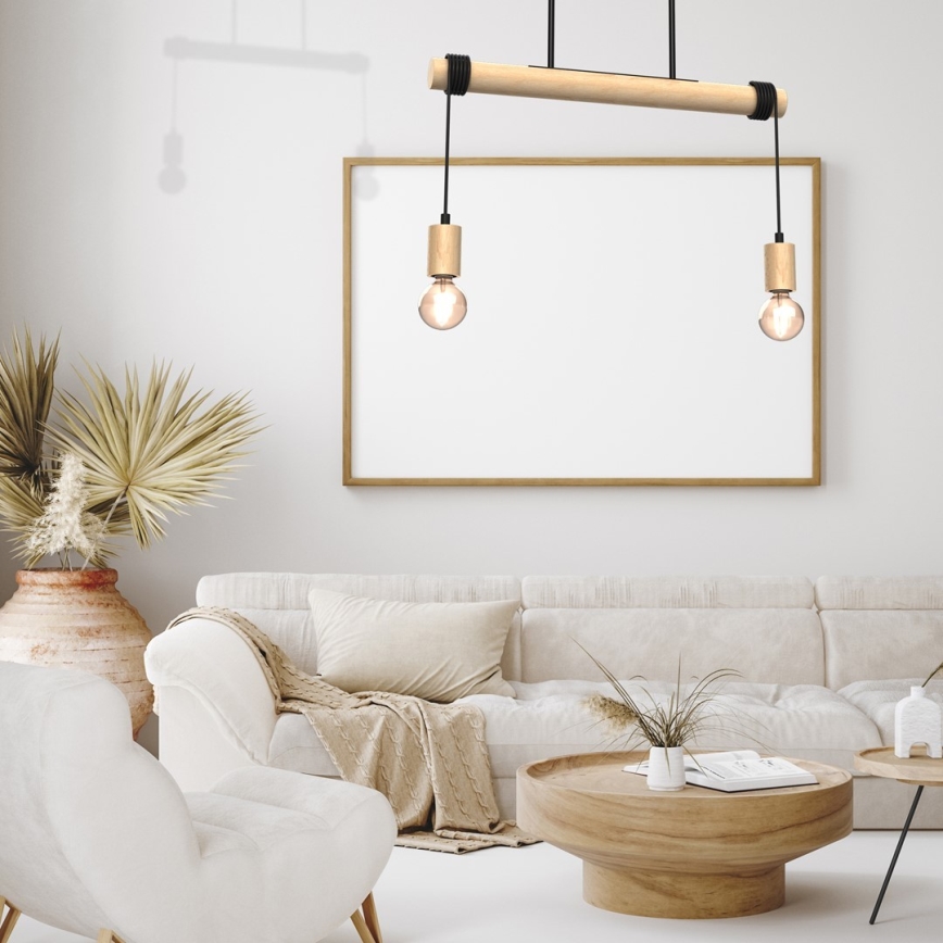 Candelabro montado à superfície VIGA 2xE27/60W/230V madeira