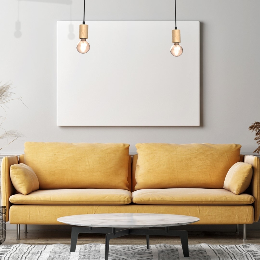 Candelabro montado à superfície VIGA 2xE27/60W/230V madeira