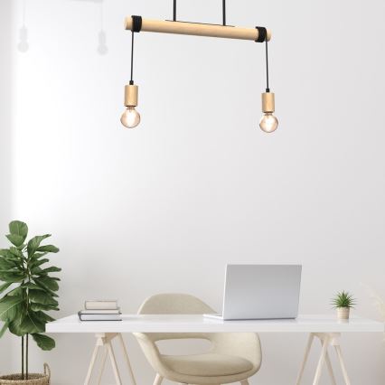 Candelabro montado à superfície VIGA 2xE27/60W/230V madeira