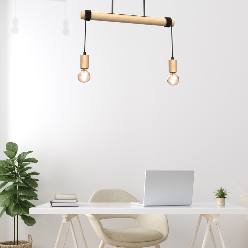 Candelabro montado à superfície VIGA 2xE27/60W/230V madeira