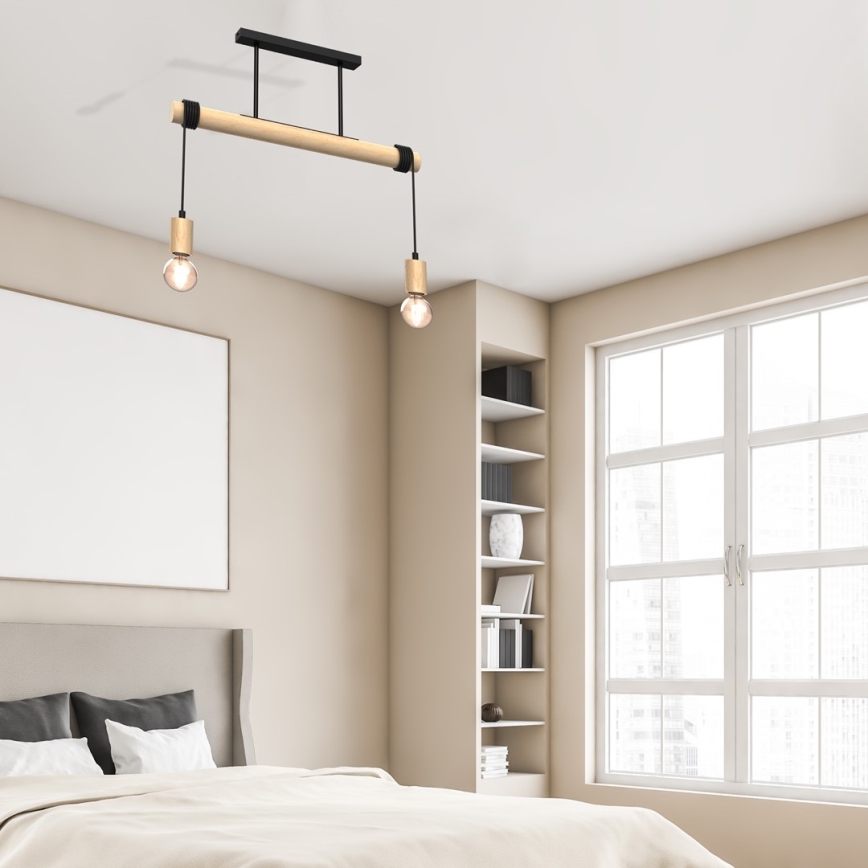 Candelabro montado à superfície VIGA 2xE27/60W/230V madeira