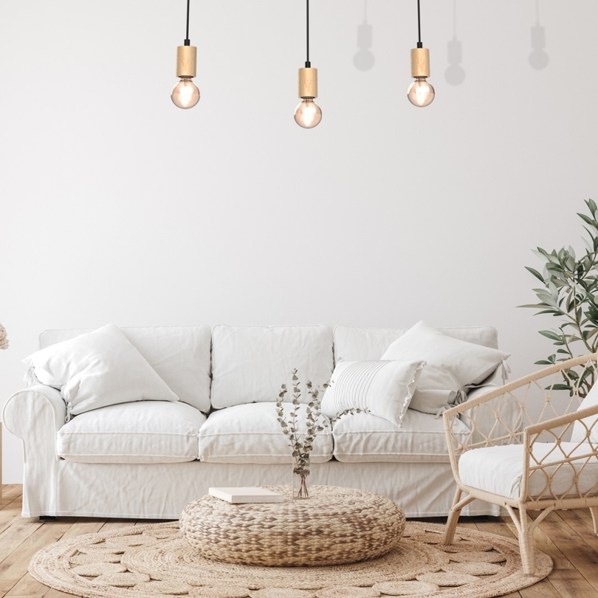 Candelabro montado à superfície VIGA 3xE27/60W/230V madeira