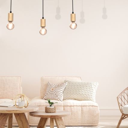 Candelabro montado à superfície VIGA 3xE27/60W/230V madeira