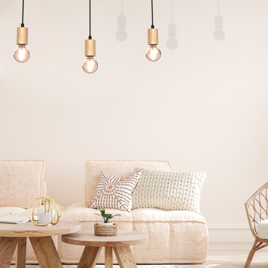 Candelabro montado à superfície VIGA 3xE27/60W/230V madeira
