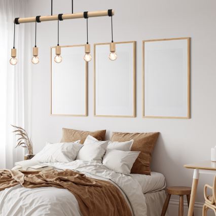 Candelabro montado à superfície VIGA 5xE27/60W/230V madeira
