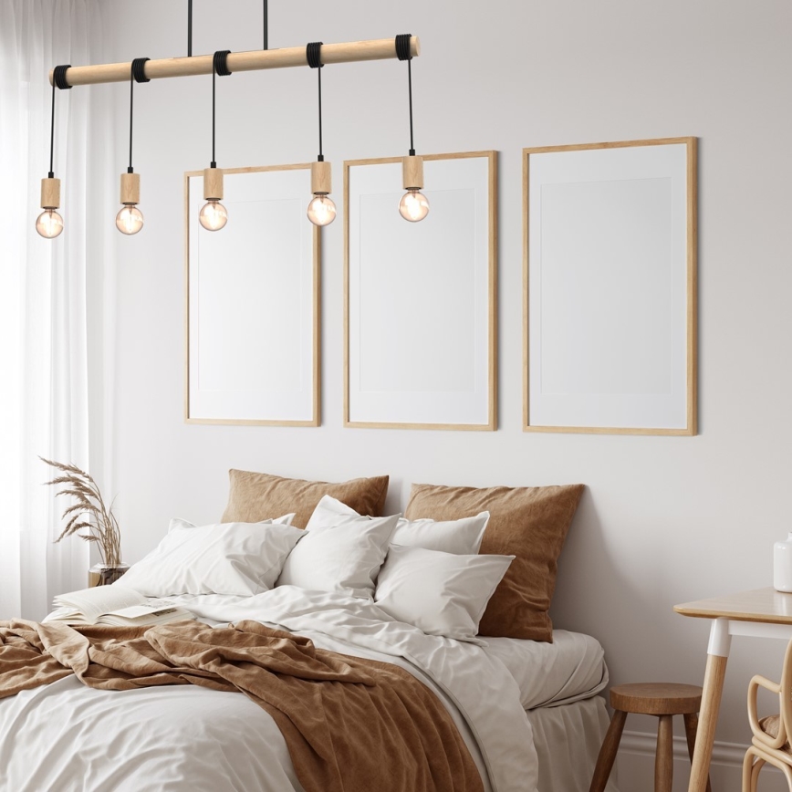 Candelabro montado à superfície VIGA 5xE27/60W/230V madeira