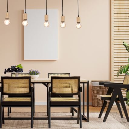 Candelabro montado à superfície VIGA 5xE27/60W/230V madeira